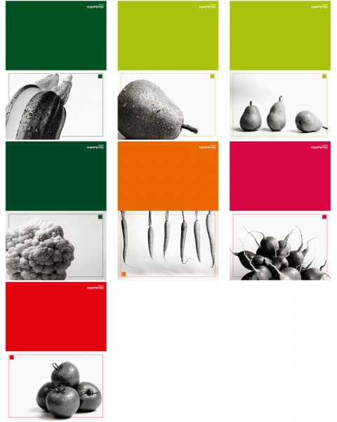 Grußkarten Set “Vitamine“ (7 Stück) | Klappkarten Set, Wandbilder Küche