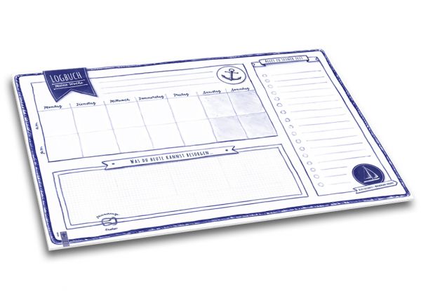 Schreibtischunterlage "Logbuch" | Wochenplaner, To-do-Liste | Seitenansicht